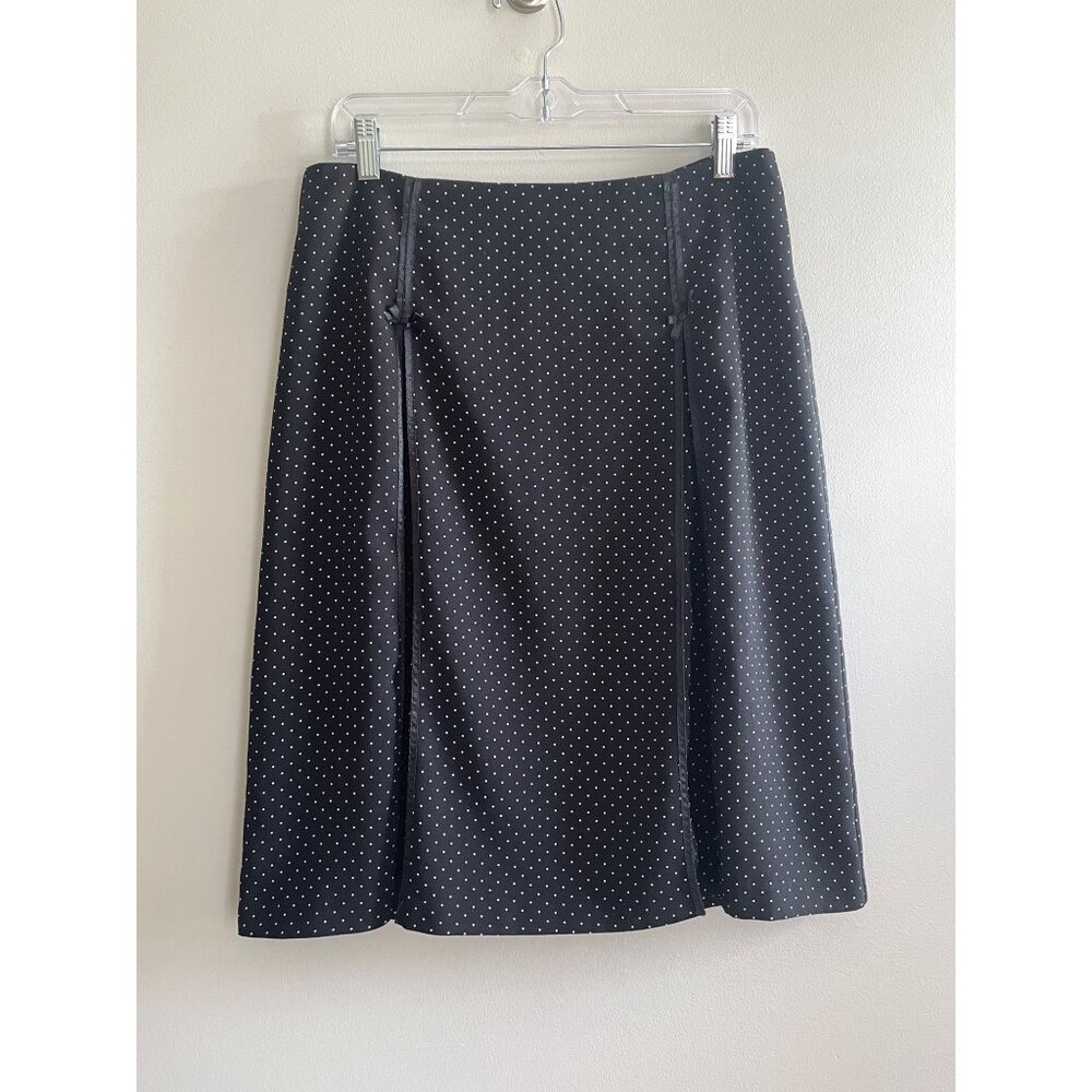 Y2K Requirements A-Line Skirt Womens 10 Black Polka Dot Bow Pleated Bow Coquette